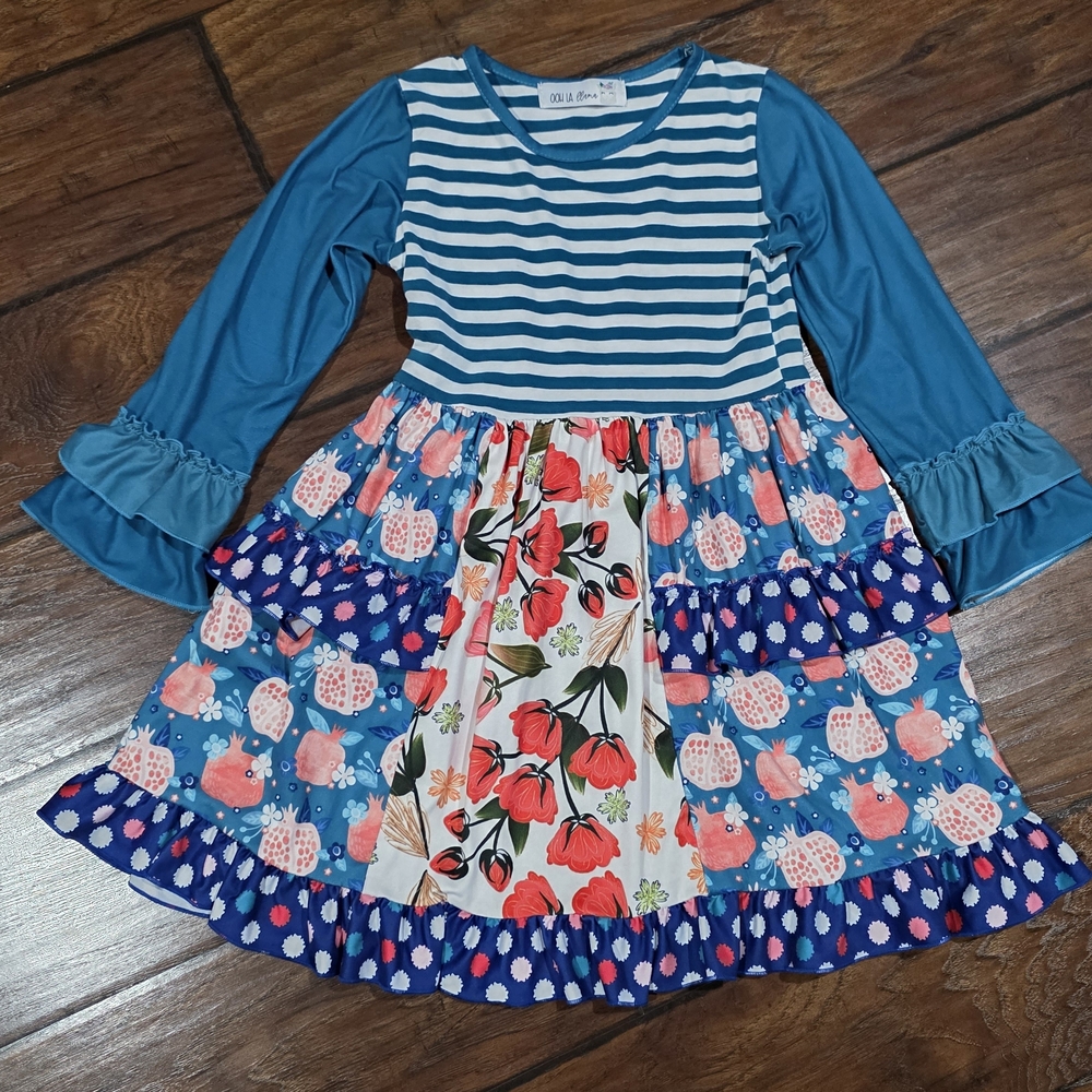 Striped and Floral Kids Dress